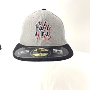 New York Yankees New Era Official on Field Fitted Baseball Cap Gray Black Sz 8